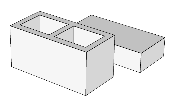 Open cell and solid concrete block