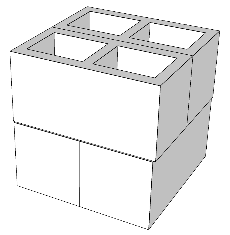 Double-stacked 8" x 8" x 16" CMUs